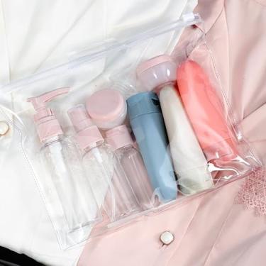 Imagem de Conjunto de 11 frascos de viagem à prova de vazamento para artigos de higiene pessoal, recipientes cosméticos recarregáveis para viagem para loção de xampu, perfeitos para acampamento e academia