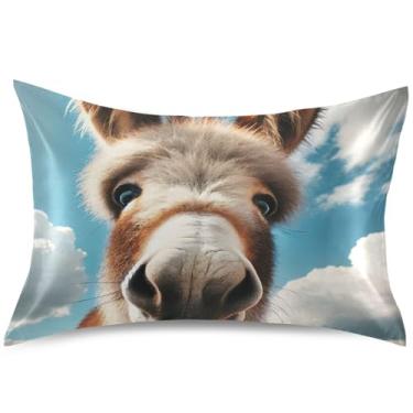 Imagem de Linda almofada de cetim de burro refrescante, almofada de travesseiro King Queen, padrão estética, confortável, roupa de cama macia, tamanho padrão, 66 cm x 50 cm