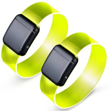 Imagem de ElectricWise 2 pulseiras que iluminam o Burning Man, design de fivela magnética com 3 modos de piscar, pulseiras que brilham no escuro, suprimentos de festa para festa rave, dia das bruxas, passeios