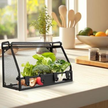 Imagem de Cesta de arame de parede, cesta de parede para organização,Recipiente de organizador de legumes para fios pesados ​​ | Organizador de cesta de frutas de grande para despensa, banheiro, quarto