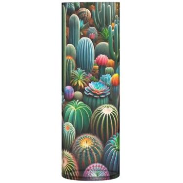 Imagem de Vasos cilíndricos para decoração de casa, suculentas coloridas, cacto, fofo, vaso alto, plástico, floral, decoração de outono para quarto, 30 cm x 9,9 cm