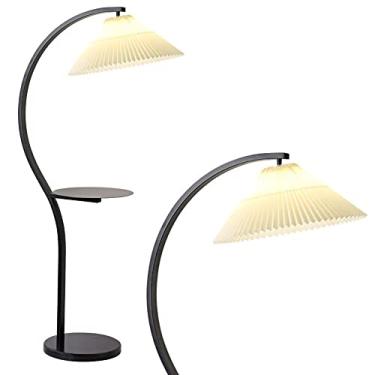 Imagem de Luminária de chão moderna e criativa em metal com mesa em ferro, ideal para sala de estar, escritório e quarto. Luminária de chão com bandeja.