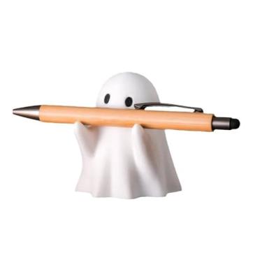 Imagem de XVYLFZNP Lindo suporte de caneta fantasma de Halloween, decoração de fantasma de resina, adorável suporte de lápis para casa, mesa de escritório, acessórios engraçados de mesa de Halloween