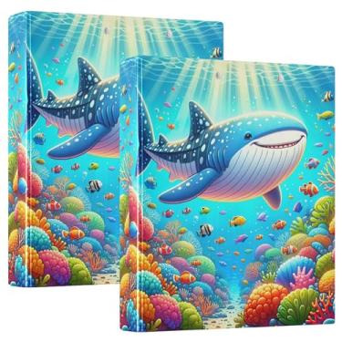Imagem de Pastas vibrantes de tubarão-baleia para recifes de corais, 3,8 cm, 3 anéis, 200 folhas, pastas, floral, redondo, agenda, fichário, 31,5 x 27 x 6 cm, 1 pacote