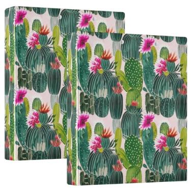 Imagem de Fichários de plantas de cacto, flores, 3 polegadas, 3 anéis, 200 folhas, caderno, fichário, 31,5 x 27 x 6 cm, pacote com 2