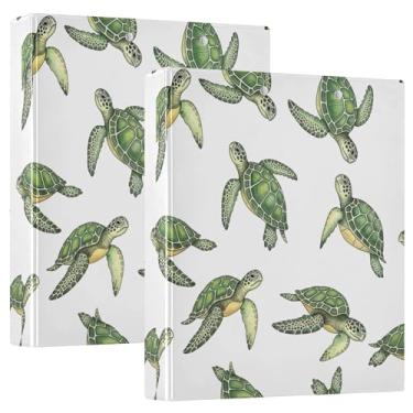 Imagem de Aquarela personalizada, tartarugas marinhas verdes, branco, 3 anéis, fichários de 3 cm, comporta 200 folhas, anel redondo, fofo, fichário, 31,5 x 27 x 6 cm, pacote com 2
