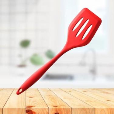 Imagem de Espátula Vazada de Silicone 28,3x7,6cm - espatula - Chapeiro Fritura -