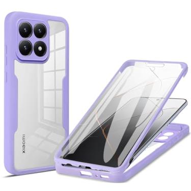Imagem de Ephoou Capa transparente para Xiaomi 15T com protetor de tela, camada dupla, proteção total à prova de choque, à prova de poeira, tudo incluído, capa para Xiaomi 15 T QB-roxo