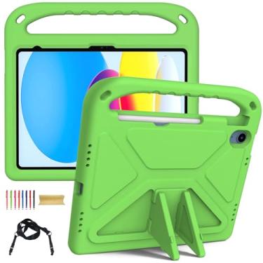 Imagem de Capa para iPad A16 11ª geração 2025 11 polegadas, iPad 10ª geração 10 polegadas 2022, capa para crianças, leve, de espuma vinílica acetinada, suporte à prova de choque para meninas e meninos, verde
