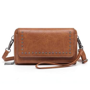 Imagem de GOIACII Bolsa de telefone pequena bolsa transversal feminina linda carteira de viagem com couro vegano macio, Marrom