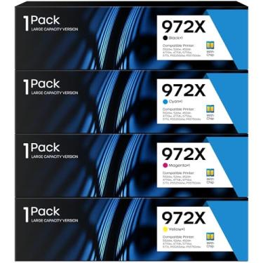 Imagem de Cartuchos de tinta 972X de alto rendimento de substituição para HP 972X 972A 972 compatível com HP PageWide Pro 477dw 477dn 577dw 577z 452dn 452dw 552dw P55250dw P57750dw (4 unidades, preto/ciano/mag