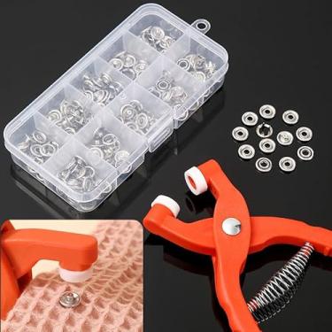 Imagem de Kit de botões invisíveis sem costura com alicate de instalação, fechos de pressão de aço inoxidável para reparo de roupas e faça você mesmo, caixa de armazenamento transparente incluída