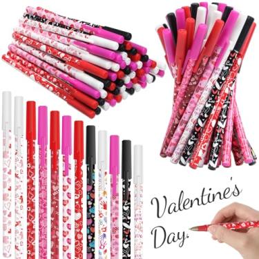 Imagem de Faccito 204 canetas esferográficas para Dia dos Namorados a granel de coração dos namorados, canetas com padrão de coração rosa, prêmios para meninos e meninas, escola, sala de aula, lembrancinhas de