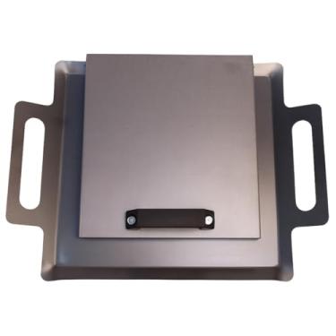 Imagem de Chapinha Chapa Chapeira Bifeteira Quadrada Pequena 30x30 Com Prensa Tampa Industrial Para Fogão para Churrascos Familiares e Lanches Rápidos em Casa