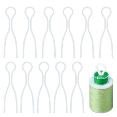 Imagem de 50 peças de suportes de linha de bobina de costura, linha de costura e organizador de bobinas, acessórios e suprimentos para artesanato bordado grampos de carretel de plástico organizadores de