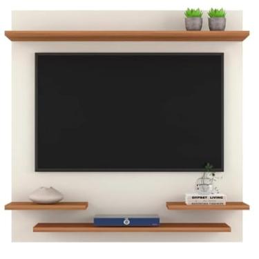 Imagem de Suporte Painel Tv Quarto Sala Painel Prateleira Até 32 Polegadas | Ideal para Otimizar Espaços em Ambientes Pequenos, Apartamentos e Home Office(Off/Nature)