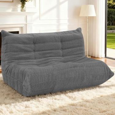 Imagem de HABUTWAY Bean Bag Cadeiras Fireside Lazy Floor Sofá, Soft Teddy Fleece 2 Lugares com Enchimento de Espuma de Alta Resiliência, Pufe para Sala de Estar, Quarto, Escritório (Pelúcia Cinza Escuro)