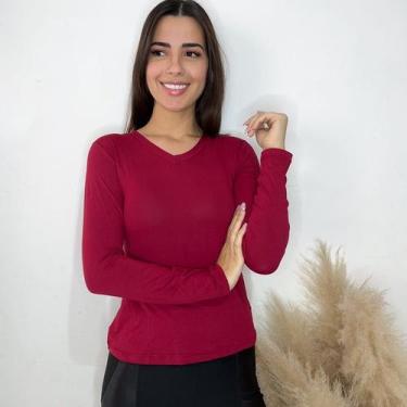 Imagem de Blusa de frio Feminina Gola V Manga Longa casual, inverno - GK TODA BE
