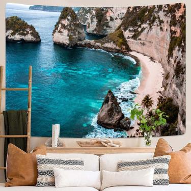 Imagem de Tapeçaria Sea Waves Beach Microfabric 150x130cm Decoração de quarto