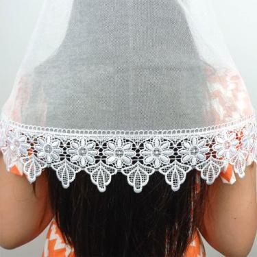 Imagem de Véu Ccb Adulto Renda Guipir Floral Média Congregação Cristã no Brasil 