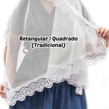 Imagem de Véu Ccb Congregação Cristã Renda Guipir Floral Média Adulto (mod. Auro