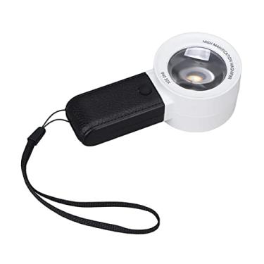 Imagem de Cryfokt Lupa Iluminada 30x Ampliação Alta Clareza 4 Luzes Led Mini Lupa de Bolso para Leitura de Livros e Inspeção de Jóias (Branco)