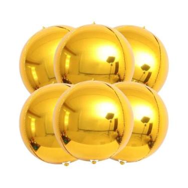 Imagem de Balões Grandes De Folha Dourada 22 Polegadas 6 Peças 4D Metálicos Myla