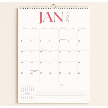 Imagem de Calendário de parede 2026-2027, 18 meses, funciona de janeiro de 2026 a junho de 2027, calendário de parede grande de 43 x 30 cm com gancho, papel grosso, encadernação em espiral, fácil de anotar seus