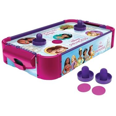 Imagem de World Tech Toys Disney Princess Air Hockey Mesa para crianças – Jogo de mesa de madeira com disco, empurradores e sistema de fluxo de ar – Licenciado pela Disney – Crianças a partir de 4 anos