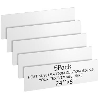 Imagem de Zonon Pacote com 5 placas de alumínio branco em branco 15 x 61 x 0,04 cm placa de metal de sublimação dupla face com cantos arredondados para artesanato, quintal, ao ar livre