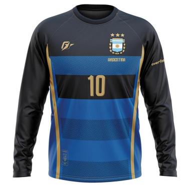 Imagem de Camiseta Manga Longa Filtro UV Argentina Azul Retrô Tri Campeã-Masculino