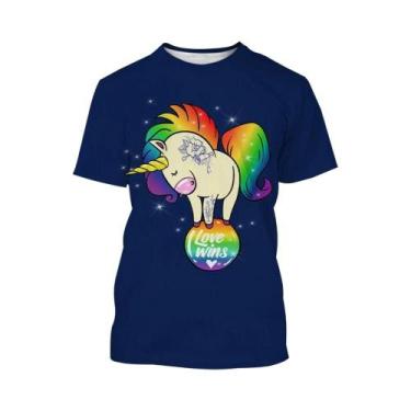 Imagem de Camiseta Unissex De Verão Com Arte 3D De Unicórnio, Estilo Harajuku, C