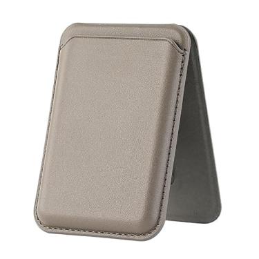 Imagem de Suporte magnético para carteira de couro Magsafe para iPhone 16 15 14 13 Pro Max Hide Phone Stand Bank ID Card Holder Pocket Cover (cinza)