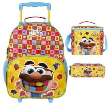 Imagem de Kit Mochila Rodinha Lancheira Estojo Dermiwill José Comilão-Masculino