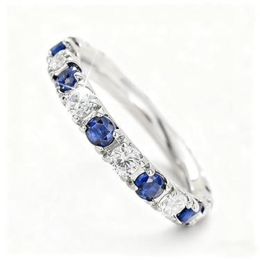 Imagem de Requintado anel eternidade zircônia azul anel de compromisso para mulheres festa casual uso diário joia presente dia dos namorados, 8, Cobre, Zircônia cúbica