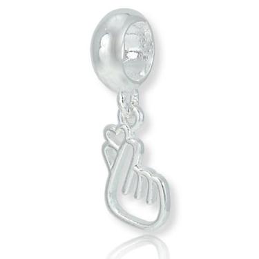 Imagem de Berloque Charms Pingente Coração Mão Dorama Amor Prata Pura - La&Ny Pr