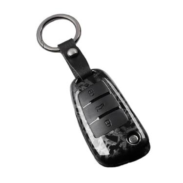 Imagem de Capa de chave de carro de fibra de carbono compatível com Audi A1 A3 A4 8P 8L 8V A5 B6 B7 A6 A7 C5 C6 Q3 Q5 Q7 4F S3 S4 S6 RS3 TT Chaveiro(FCarbon SetB)