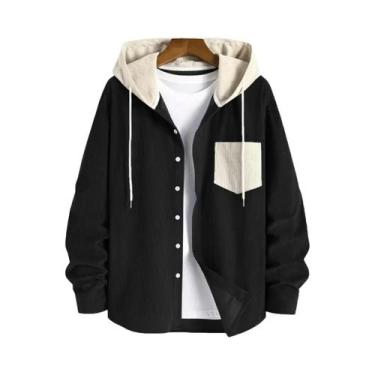 Imagem de Jaqueta Masculina De Veludo Cotelê Com Capuz, Tendência De Moda Primav