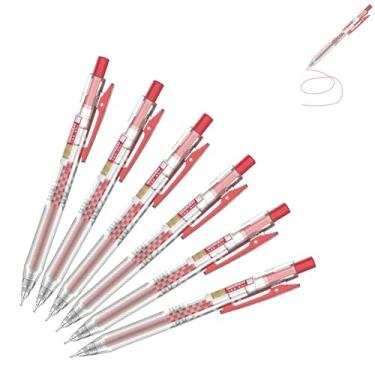 Imagem de GZBABY Canetas de gel retráteis, 6 peças, caneta esferográfica de ponta fina para anotações, 0,5 mm, secagem rápida (vermelha)