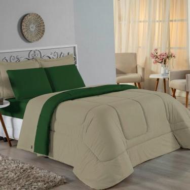 Imagem de Kit Edredom Dupla Face + Jogo de Lençol Queen Nobre 6 peças Malha 100%