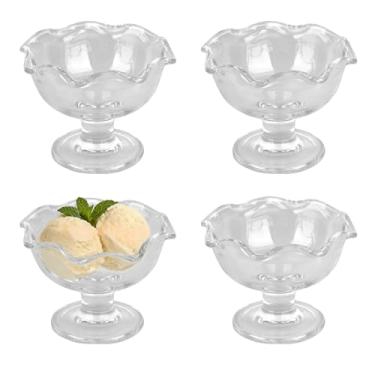 Imagem de Opexscal Conjunto de 4 tigelas de sobremesa de vidro de 170 g, copos elegantes de sorvete, copos de sobremesa, para sundae, frutas, sorvete, pudim, lanches pequenos