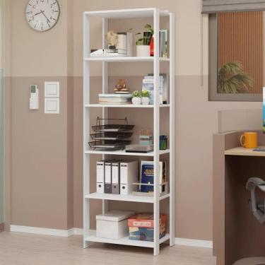 Imagem de Estante Armário Multiuso para Escritório 59cm 5 Prateleiras Branco Mad