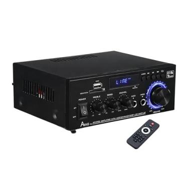 Imagem de MotiveTech Amplificador de potência de áudio digital mini AK45Pro, amplificador de áudio HiFi com microfone, entradas AUX, SD e USB, de potência estéreo.