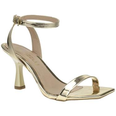 Imagem de Sandália Feminina Salto Médio Taça Fino Agulha Festa Brilho Cor:Dourad