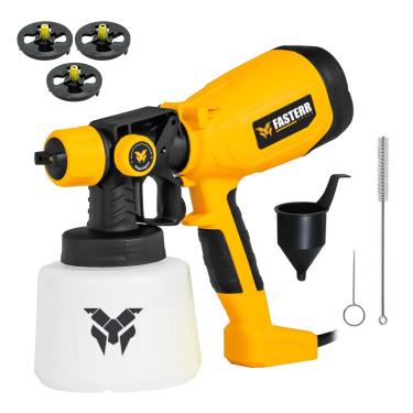Imagem de Pistola de Pintura Elétrica Fasterr FST054 550W HVLP | 3 Bicos Intercambiáveis, Controle de Vazão e Tanque 1400ml | Acabamento Profissional 127V