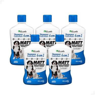 Imagem de Kit 5 Shampoo Antipulgas Carrapatos Piolho Sarna Matt 6 em 1 Cães Gato