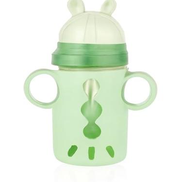Imagem de Garrafa Copo Infantil Canudo De Silicone 290 mL | Copinho Infantil com Alça e Bico Seguro Para Crianças (Verde)