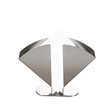 Imagem de Prático suporte de lenços em forma de leque de aço inoxidável assento de tecido de restaurante caixa de lenços quadrada bar bancada assento de toalha quadrado organizador personalizado (S)