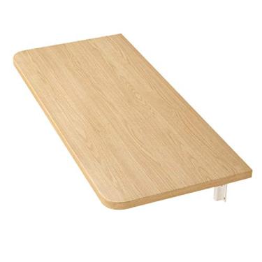 Imagem de Mesa dobrável de madeira de pinheiro, mesa lateral suspensa que economiza espaço, bancada de trabalho dobrável, capacidade de 60 kg, para sala de estar, escritório, cozinha