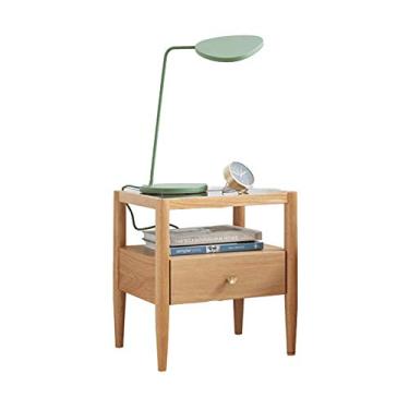 Imagem de Mesa de cabeceira de madeira com prateleira de gaveta, extremidade de armazenamento, resistente e versátil